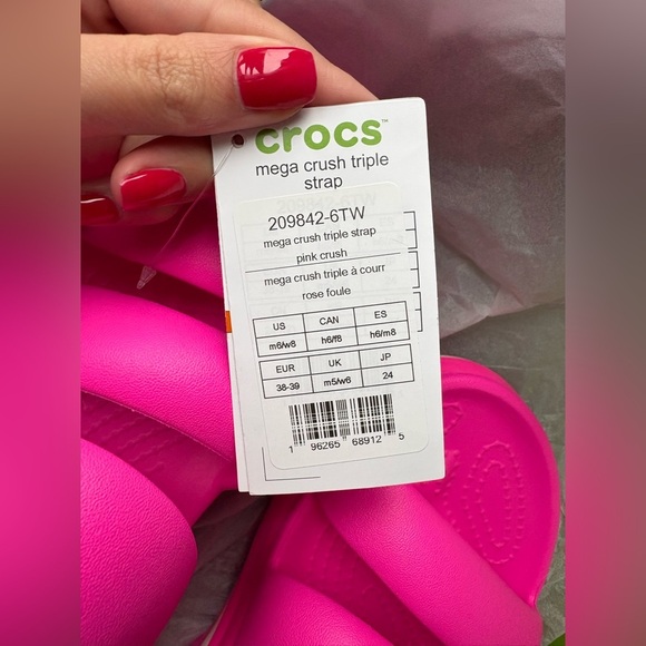 BNWT Crocs Mega Crush Triple Strap Sandals – Pink Crush – Style ID: 521540 - Picture 9 of 13